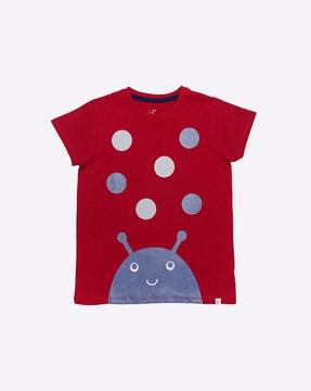 lady bug print round-neck t-shirt