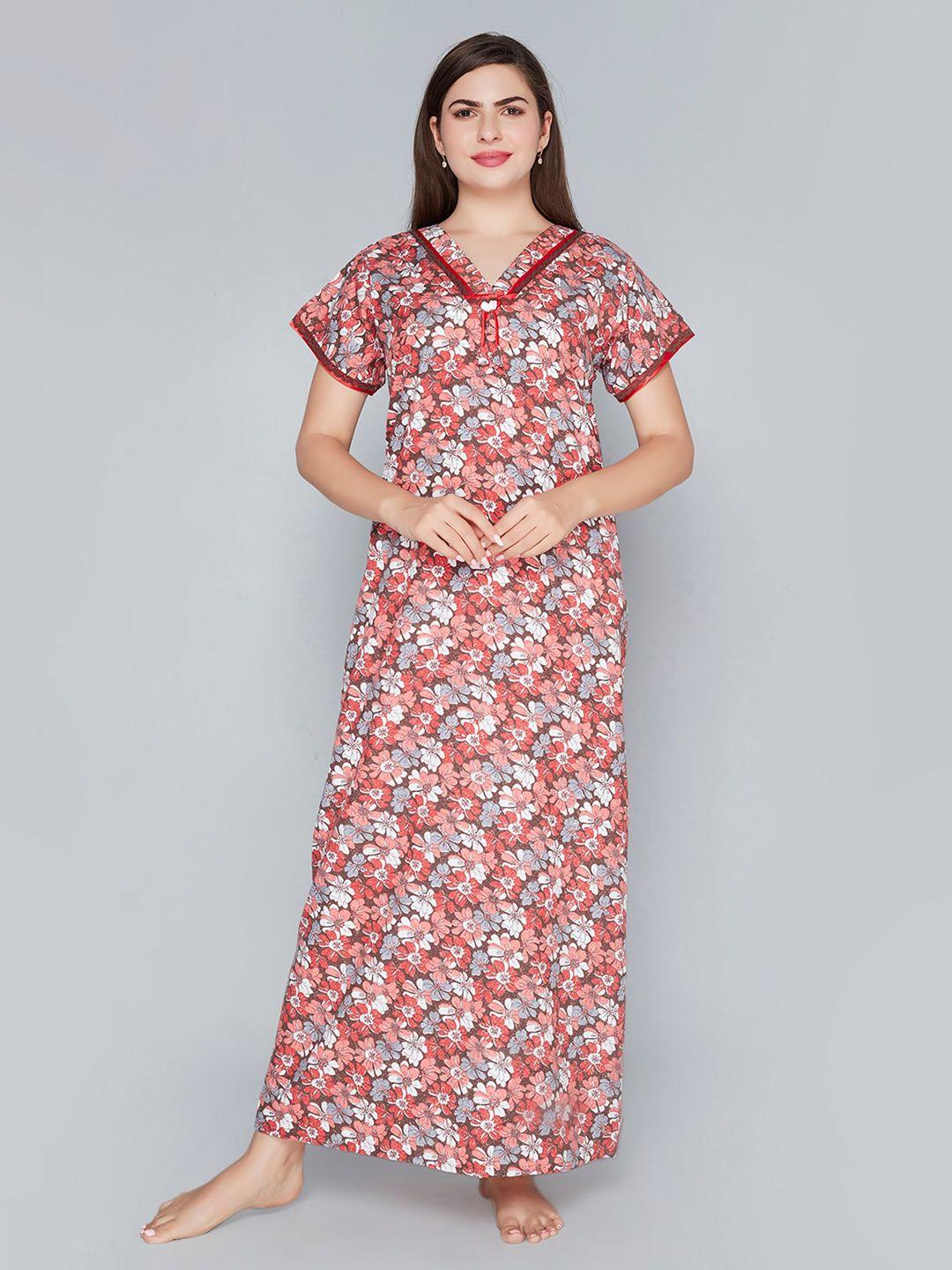 lady love floral printed pure cotton maxi nightdress