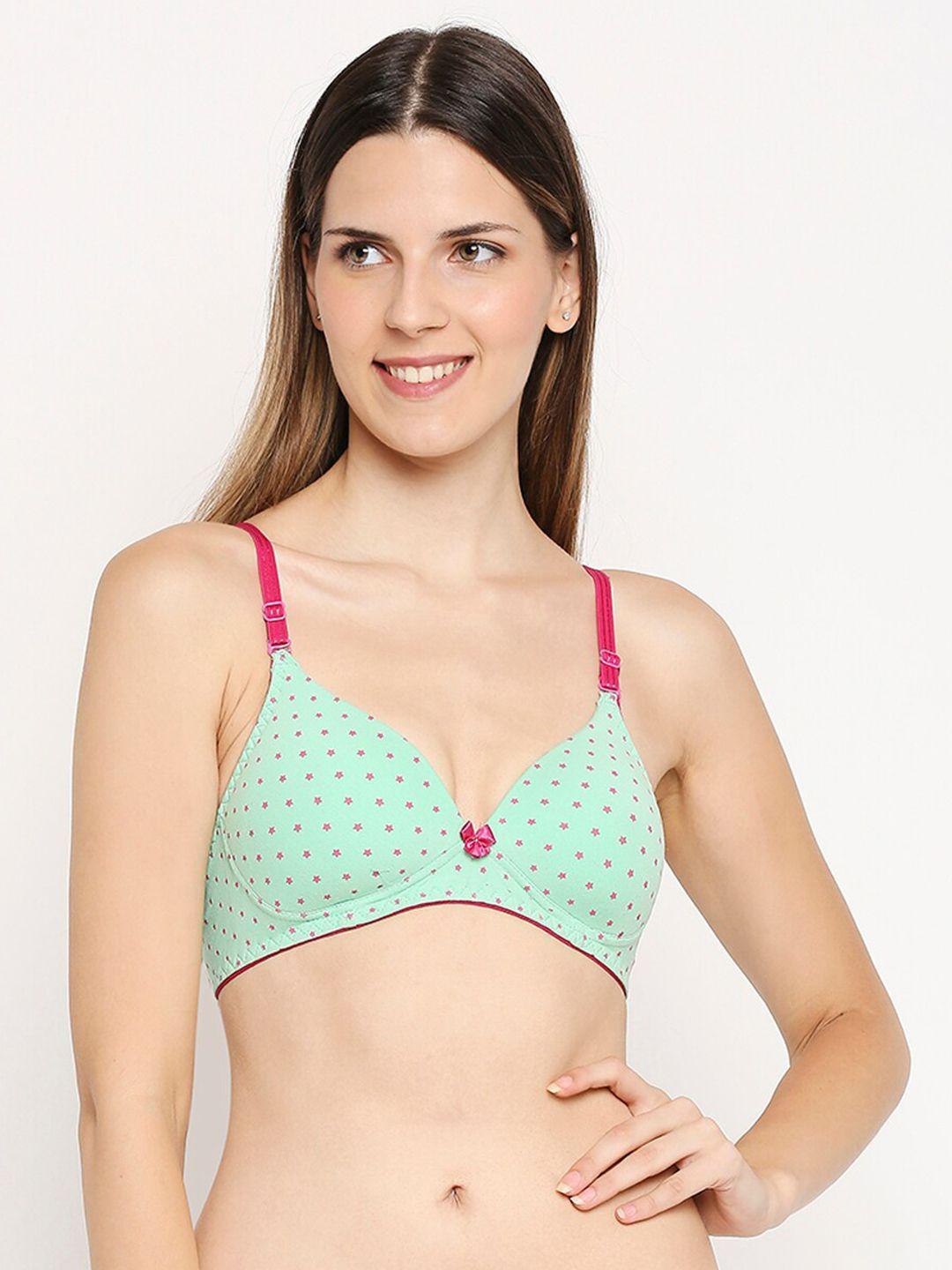 lady love green & pink non wired full coveraget-shirt bra