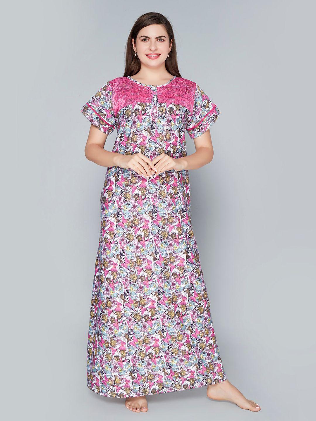 lady love pink printed maxi nightdress