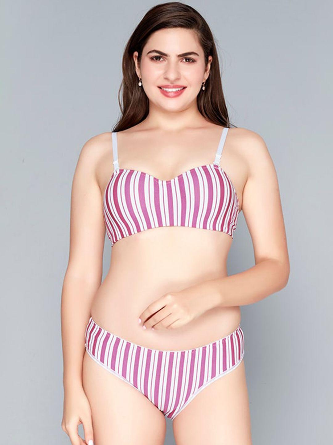 lady love striped lingerie set