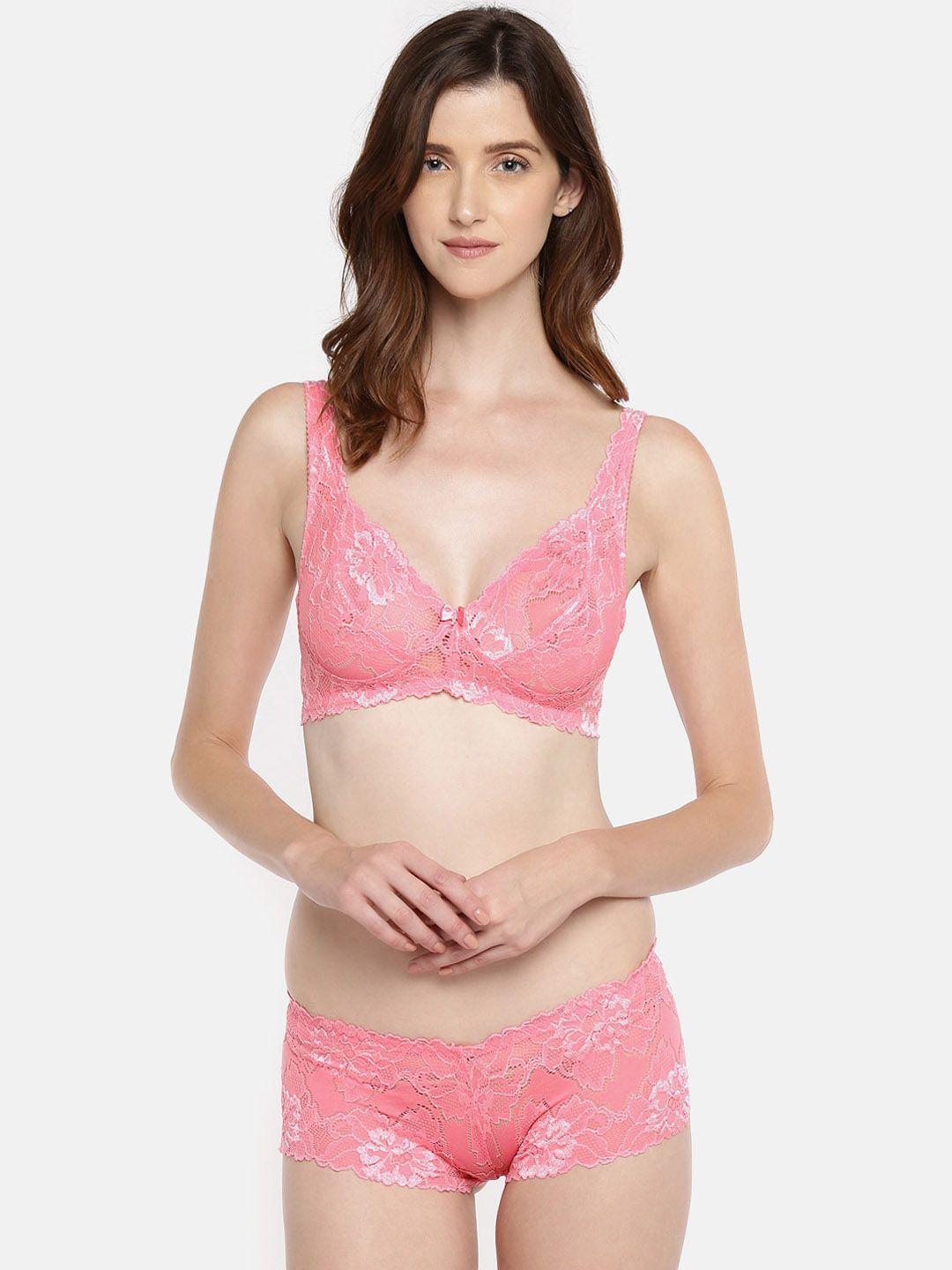 lady love women pink lace lingerie set llset9021pink