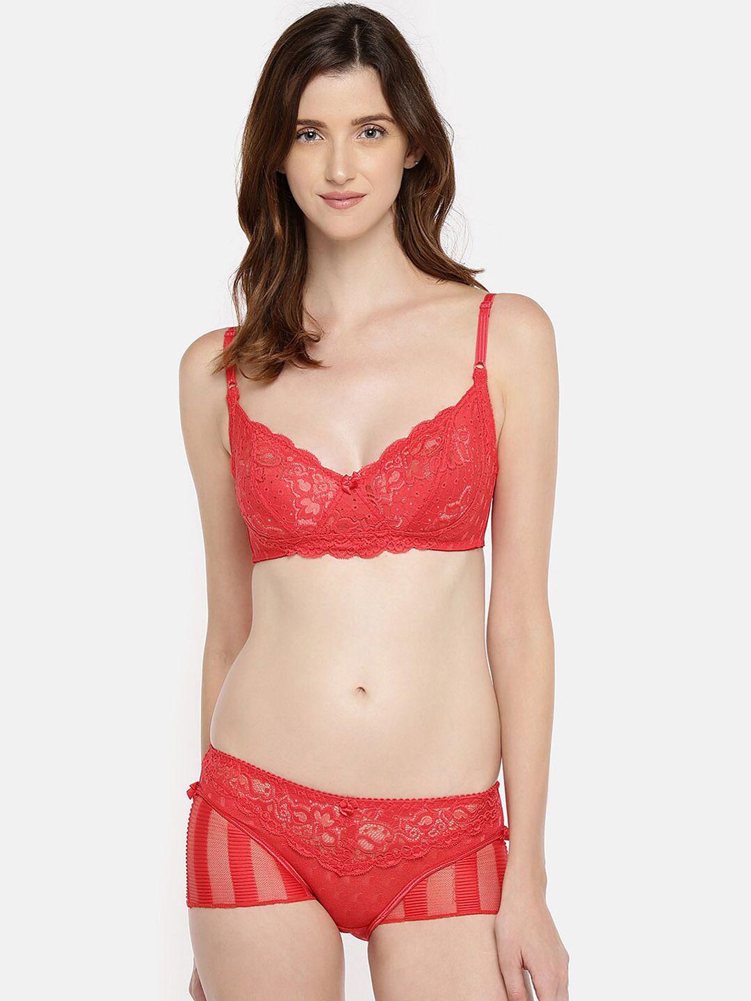 lady love women red self design lingerie set llset9031red38b