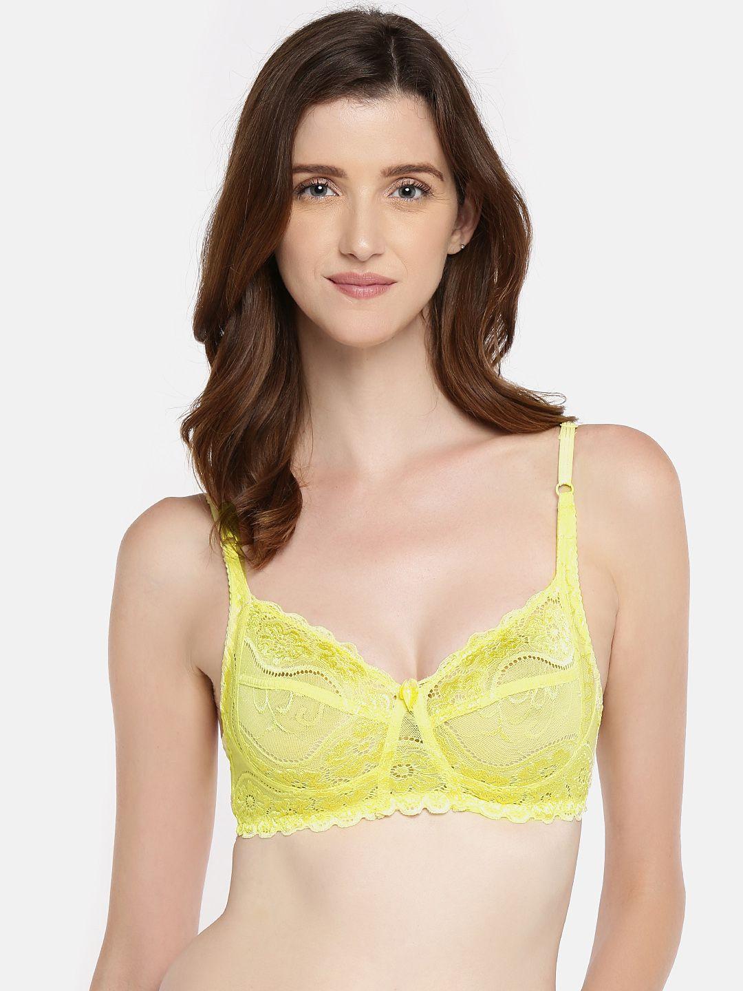 lady love yellow self design non-wired non padded everyday bra llbr8001