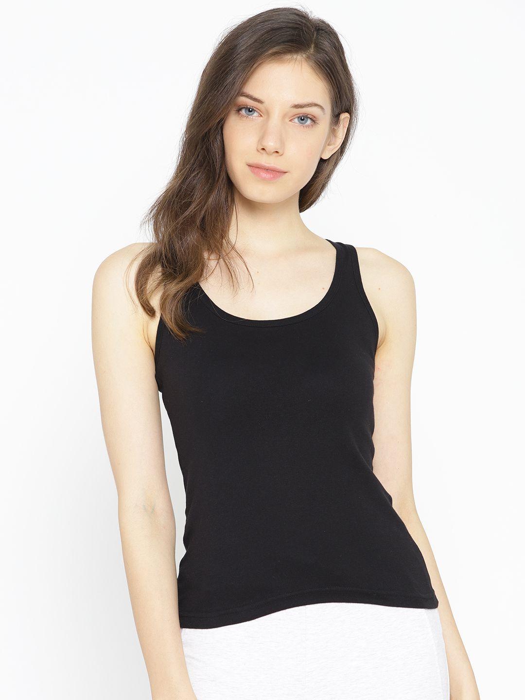 lady lyka black solid camisole 10396791