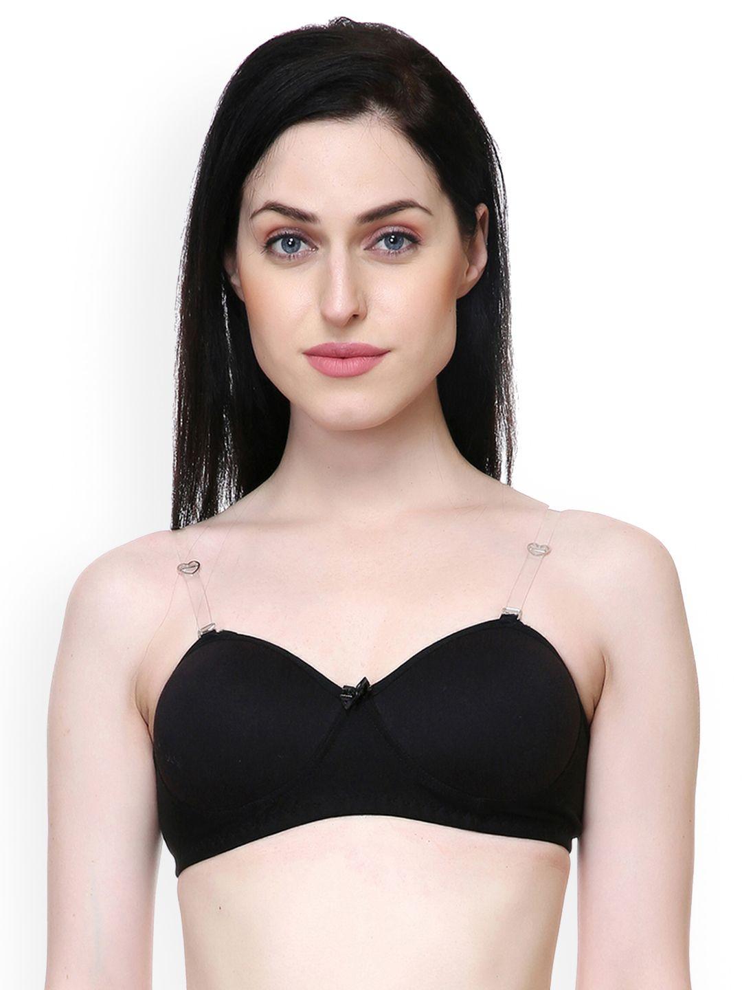 lady lyka black solid non-wired lightly padded t-shirt bra sweet18-blk