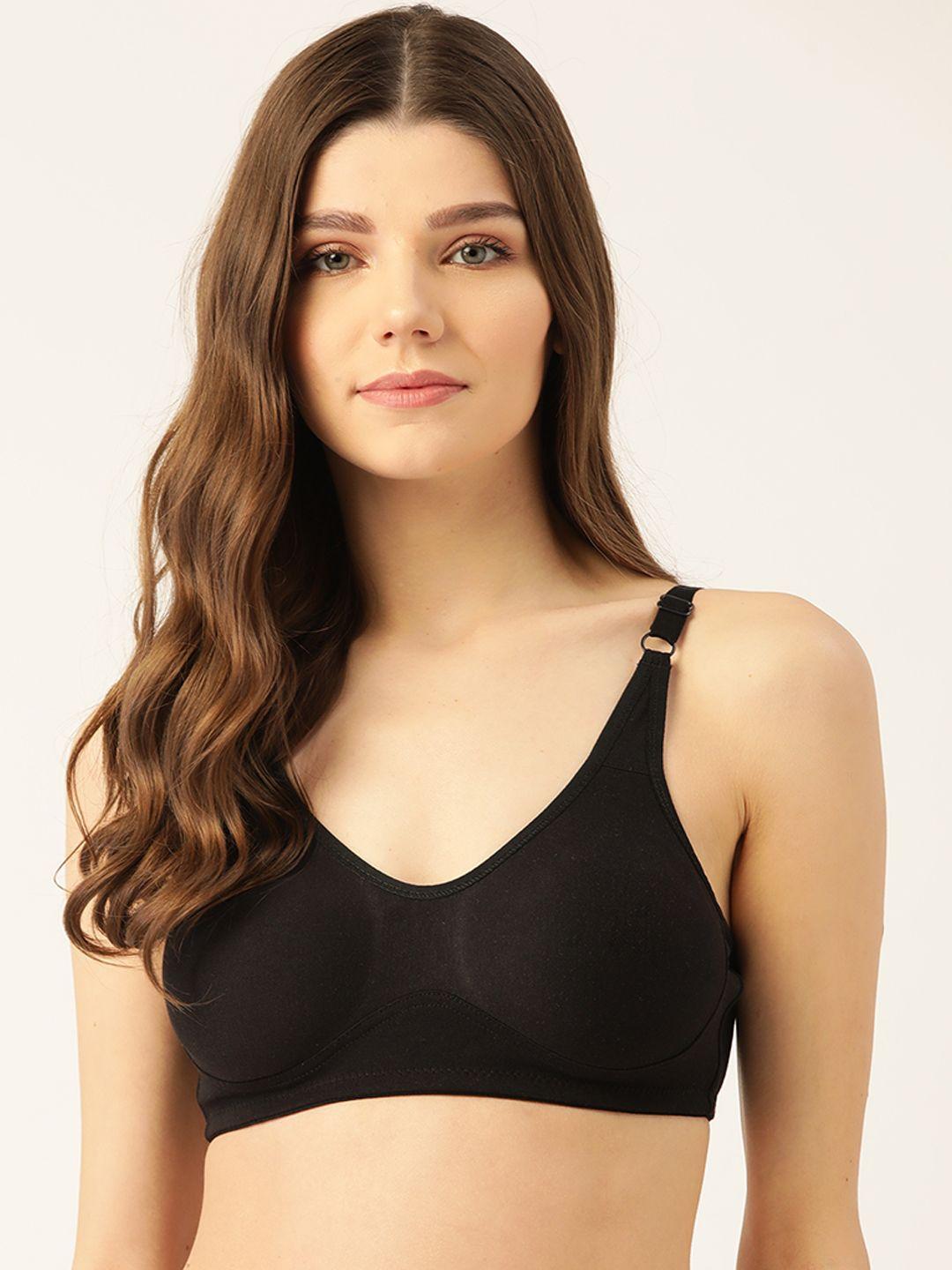 lady lyka black solid non-wired non padded t-shirt bra liberty-04-blk