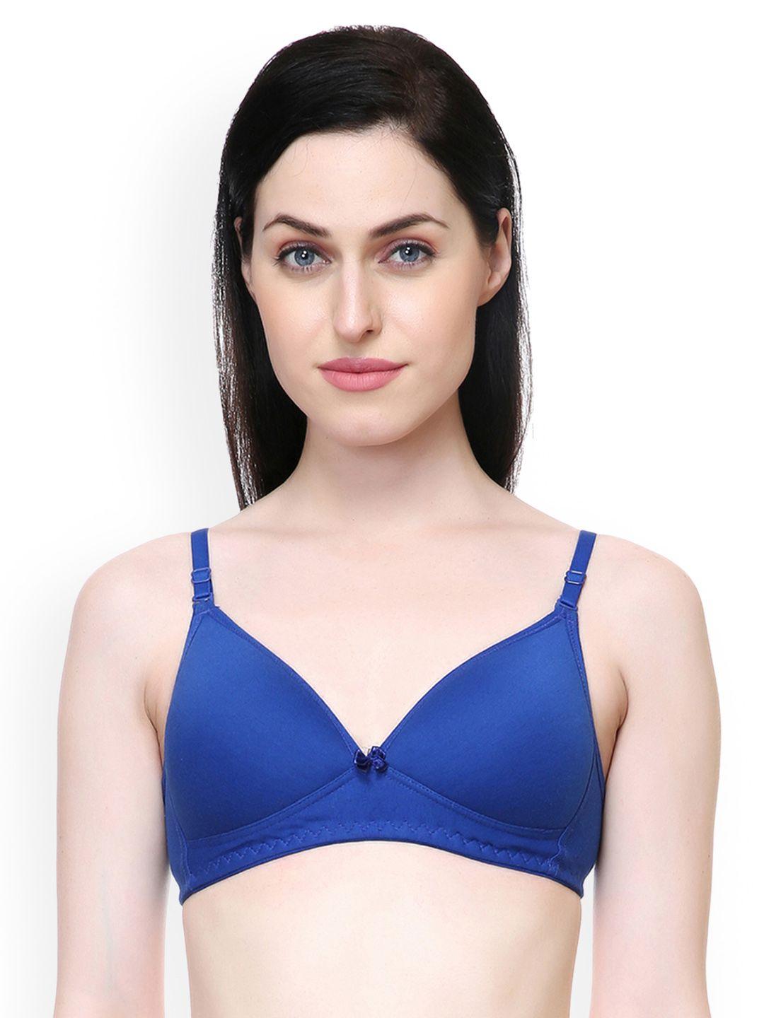 lady lyka blue solid non-wired lightly padded t-shirt bra breeze