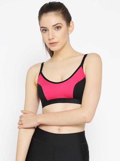 lady lyka fuchsia & black non wired non padded sports bra