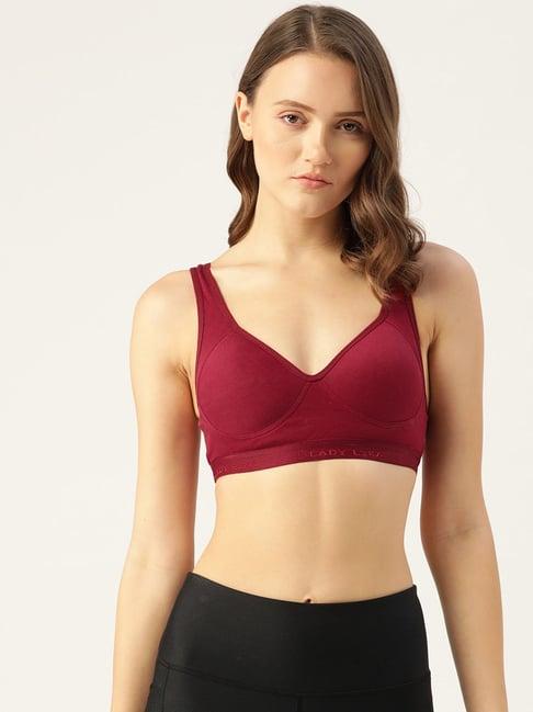 lady lyka maroon non wired non padded sports bra