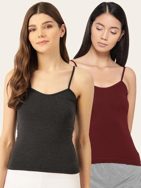 lady lyka multicolor cotton camisole (pack of 2)