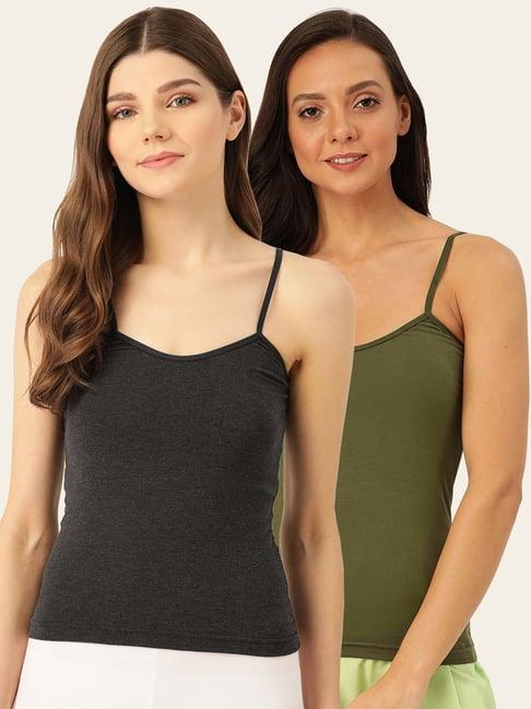 lady lyka multicolor cotton camisole (pack of 2)