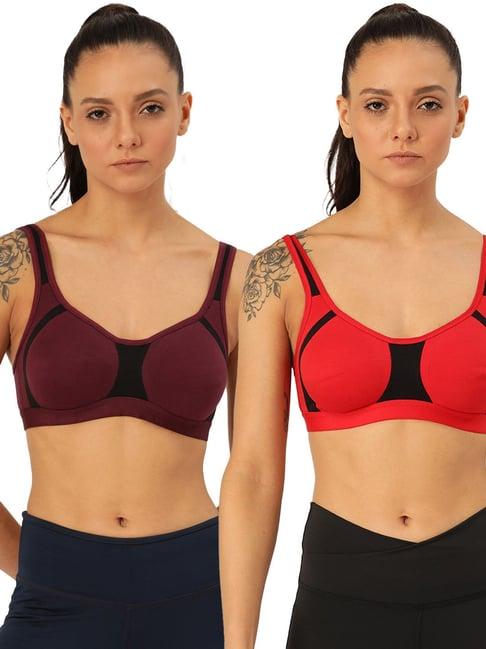 lady lyka multicolor non wired non padded sports bra (pack of 2)