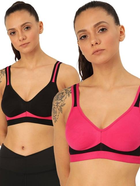 lady lyka multicolor non wired non padded sports bra (pack of 2)