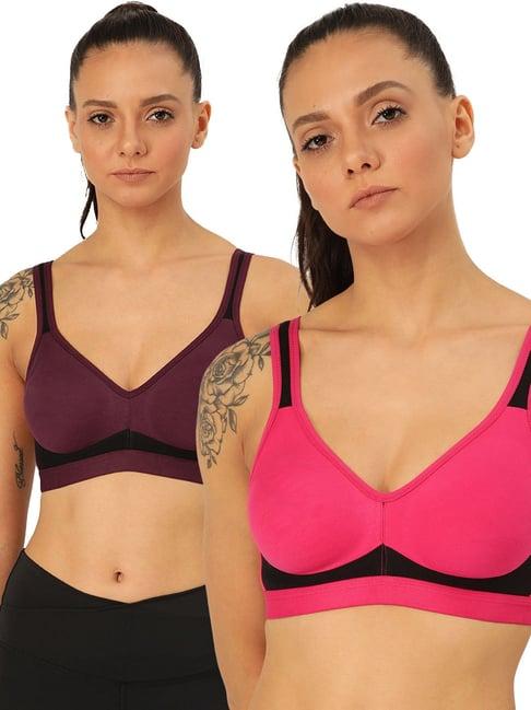 lady lyka multicolor non wired non padded sports bra (pack of 2)