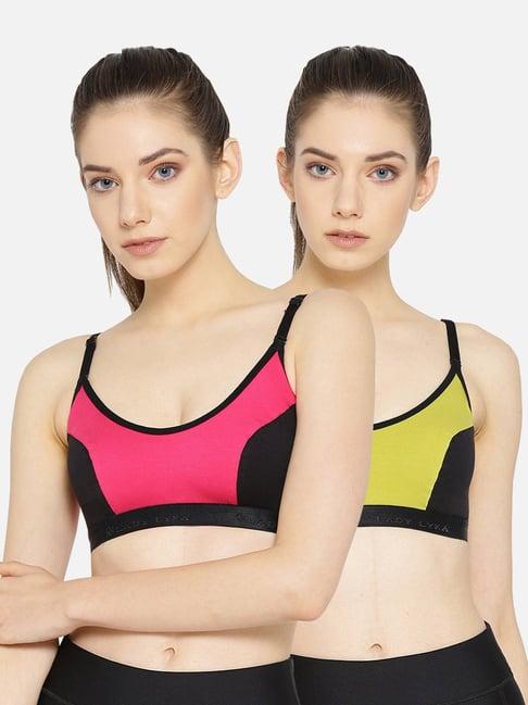 lady lyka multicolor non wired non padded sports bra (pack of 2)