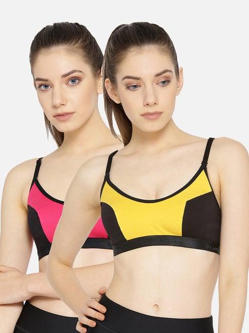 lady lyka multicolor non wired non padded sports bra (pack of 2)