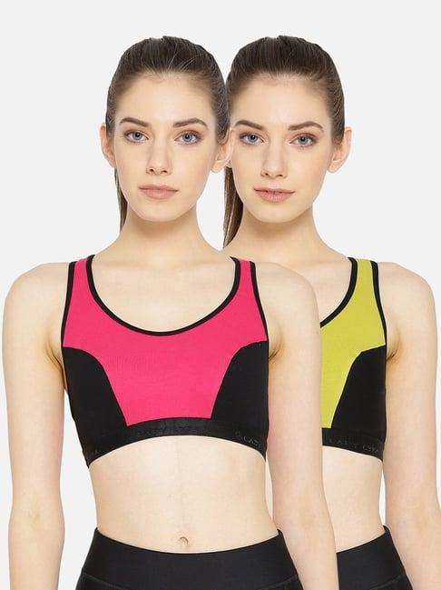 lady lyka multicolor non wired non padded sports bra (pack of 2)