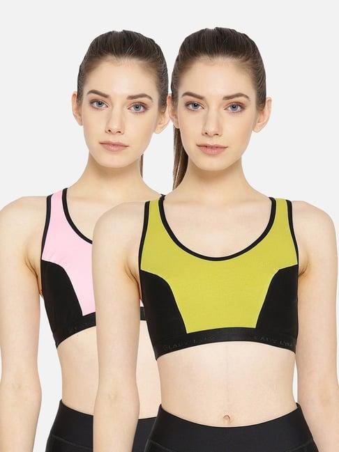 lady lyka multicolor non wired non padded sports bra (pack of 2)