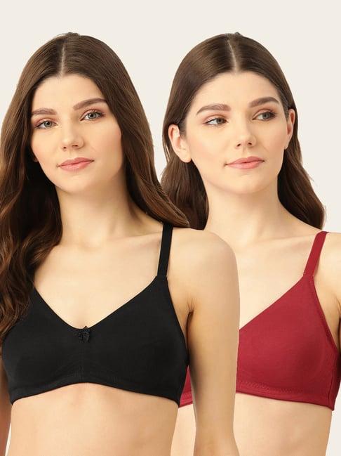 lady lyka multicolor non wired non padded t-shirt bra (pack of 2)