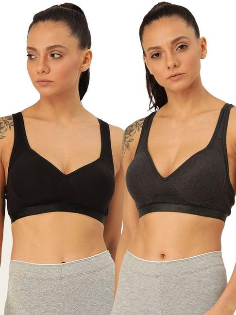 lady lyka multicolor non wired padded sports bra (pack of 2)