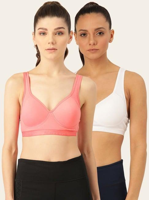 lady lyka multicolor non wired padded sports bra (pack of 2)