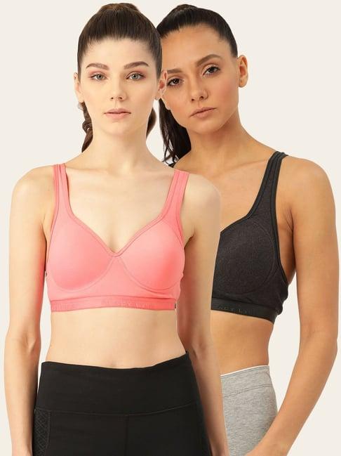 lady lyka multicolor non wired padded sports bra (pack of 2)