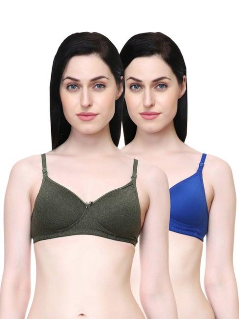 lady lyka multicolor non wired padded t-shirt bra (pack of 2)