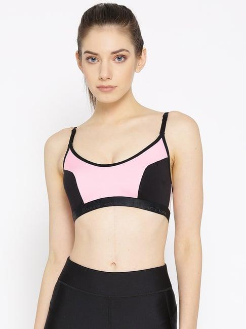 lady lyka pink & black non wired non padded sports bra