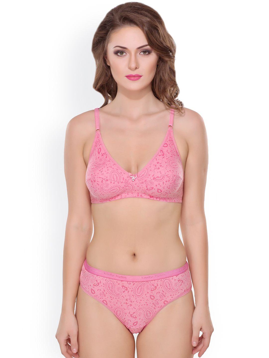 lady lyka pink printed lingerie set