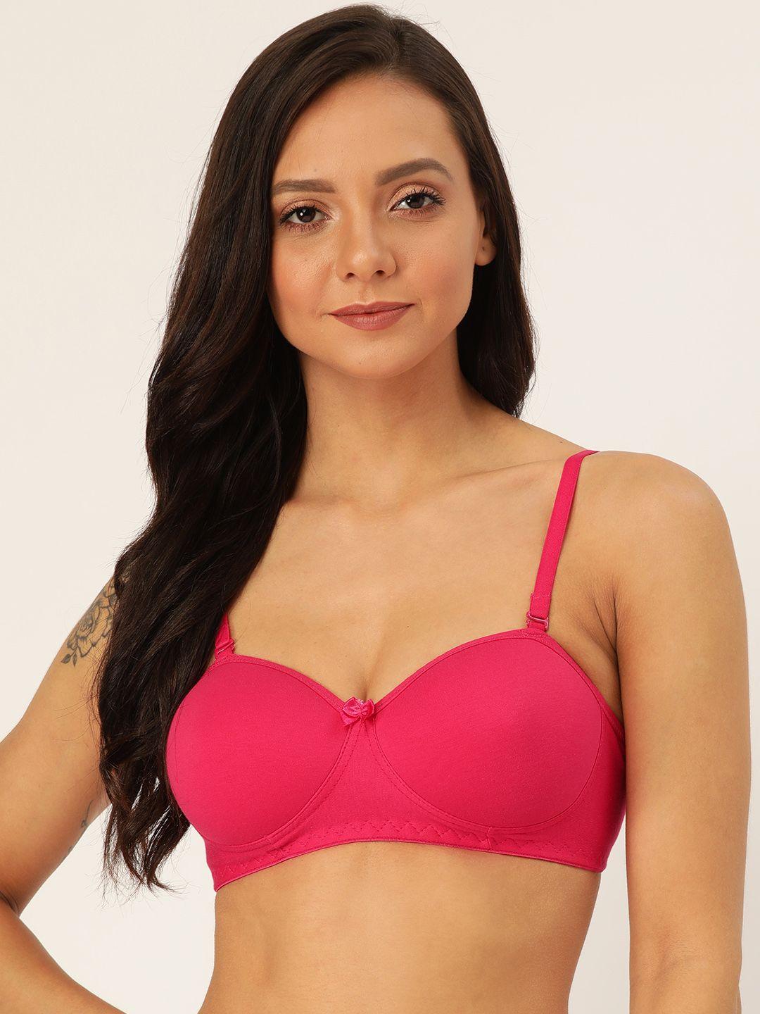 lady lyka pink solid non-wired lightly padded t-shirt bra sweet18-fca