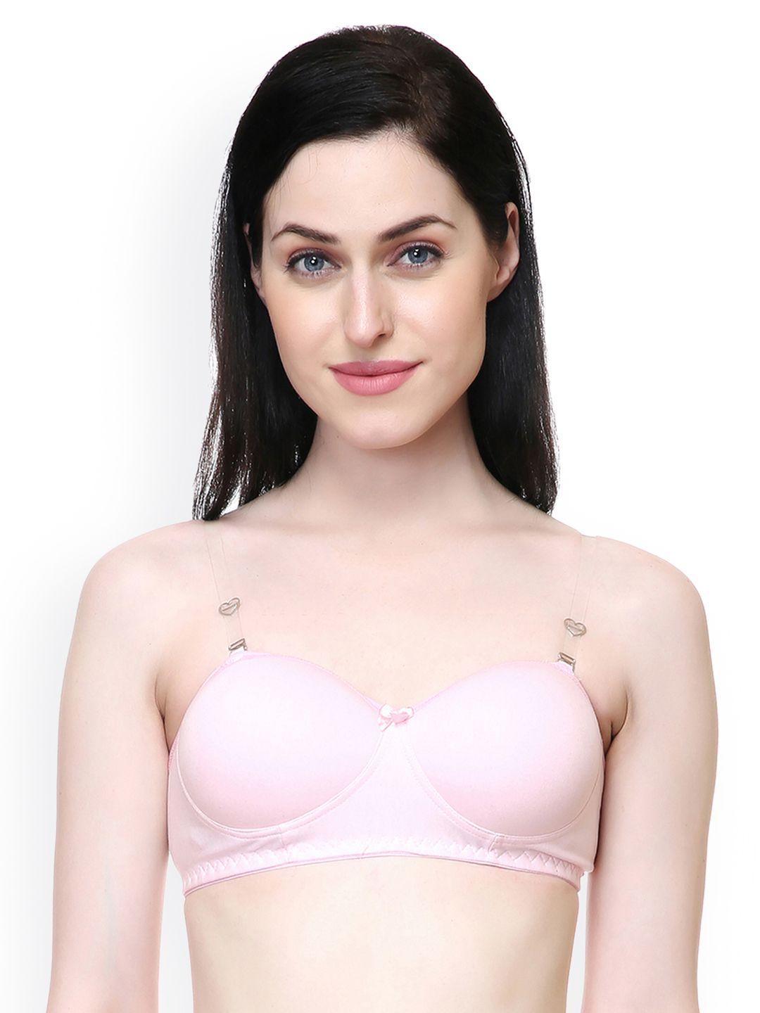 lady lyka pink solid non-wired lightly padded t-shirt bra sweet18