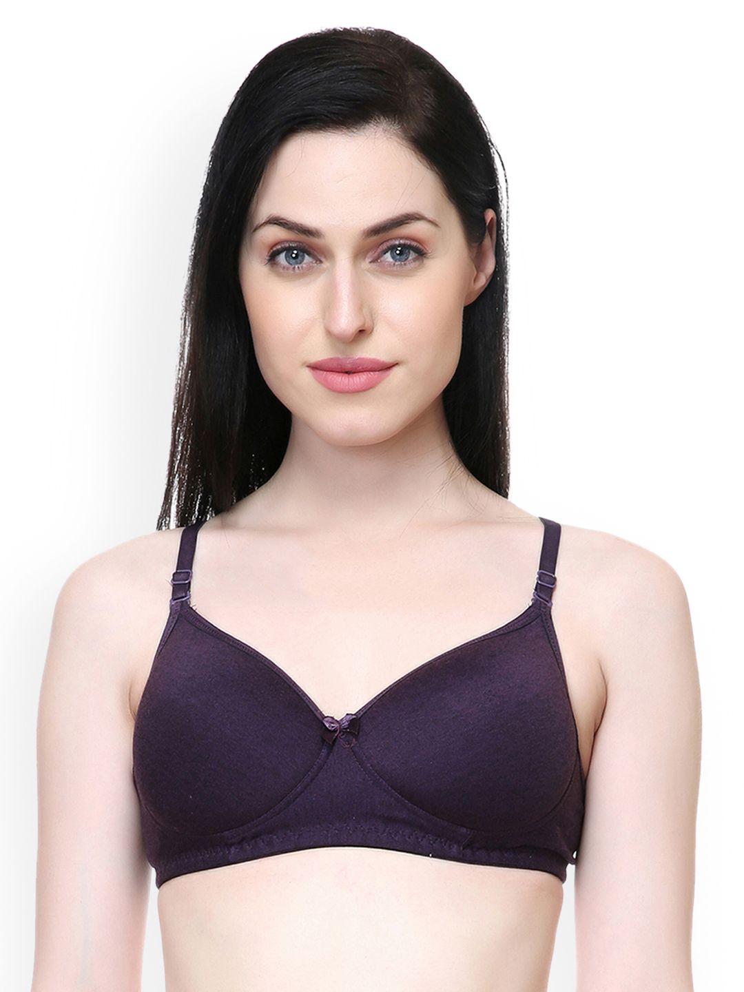 lady lyka purple solid non-wired lightly padded t-shirt bra 21forever-ppl