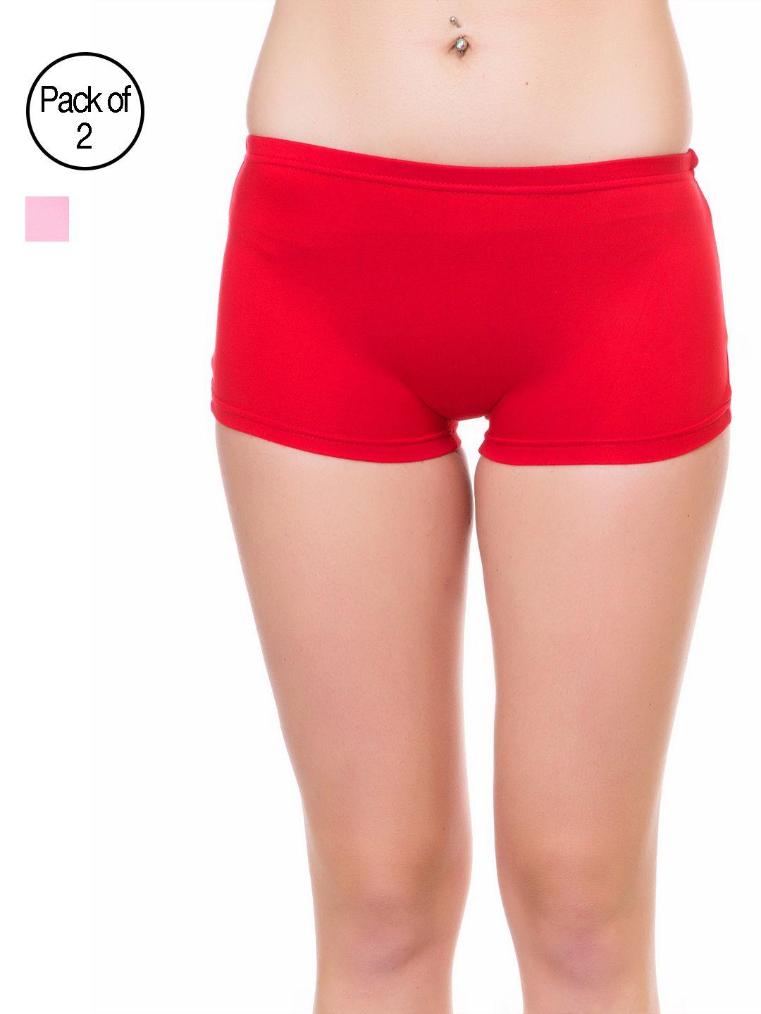 lady lyka women pack of 2 boy shorts b-shorts-red-pnk