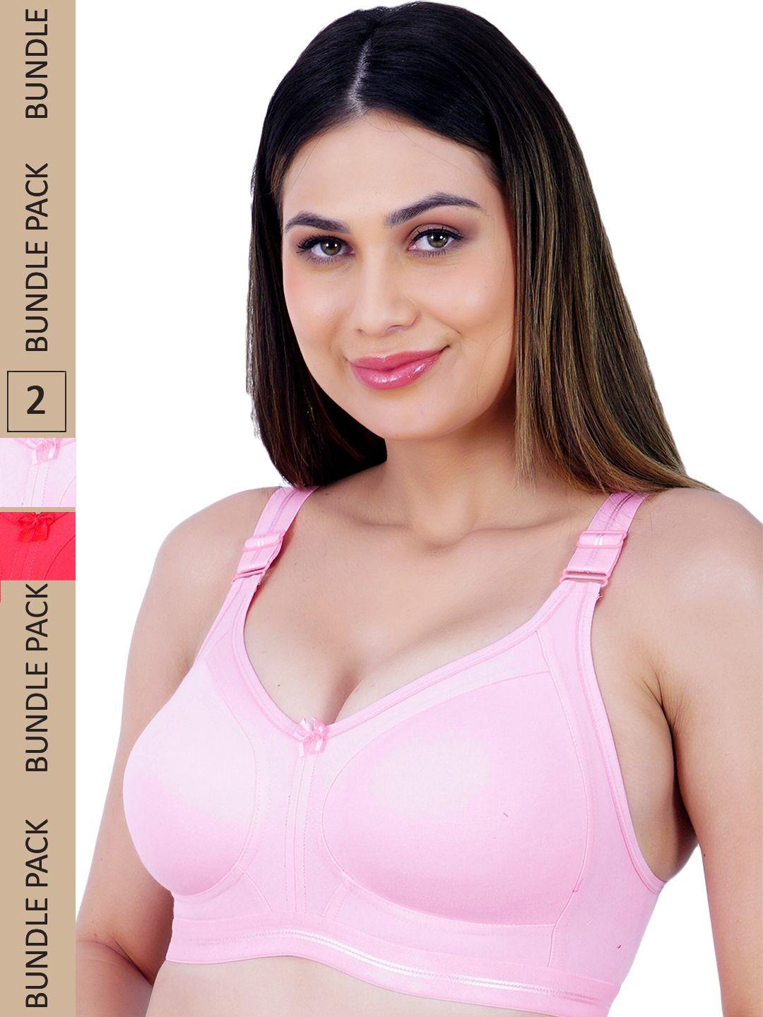 ladyland assorted pack of 2 non wired support cotton t-shirt bra