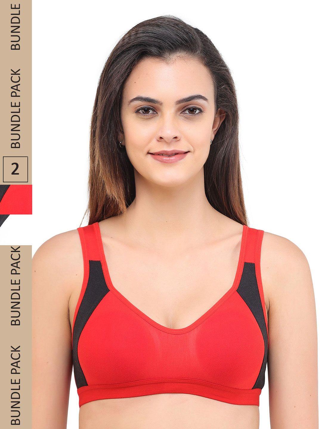 ladyland pack of 2 assorted cotton sports bra - full coverage