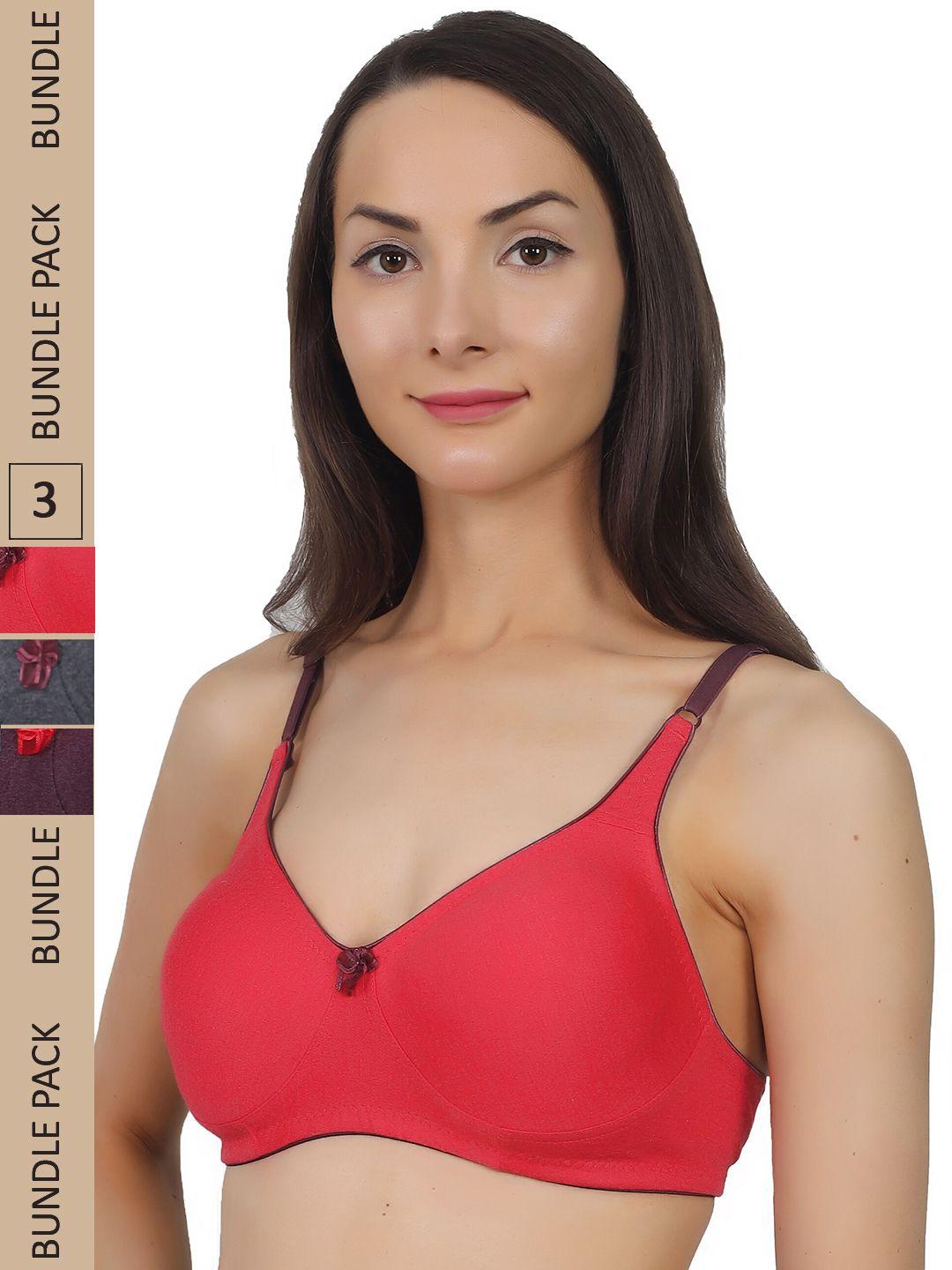 ladyland pack of 3 assorted cotton t-shirt bra - full coverage