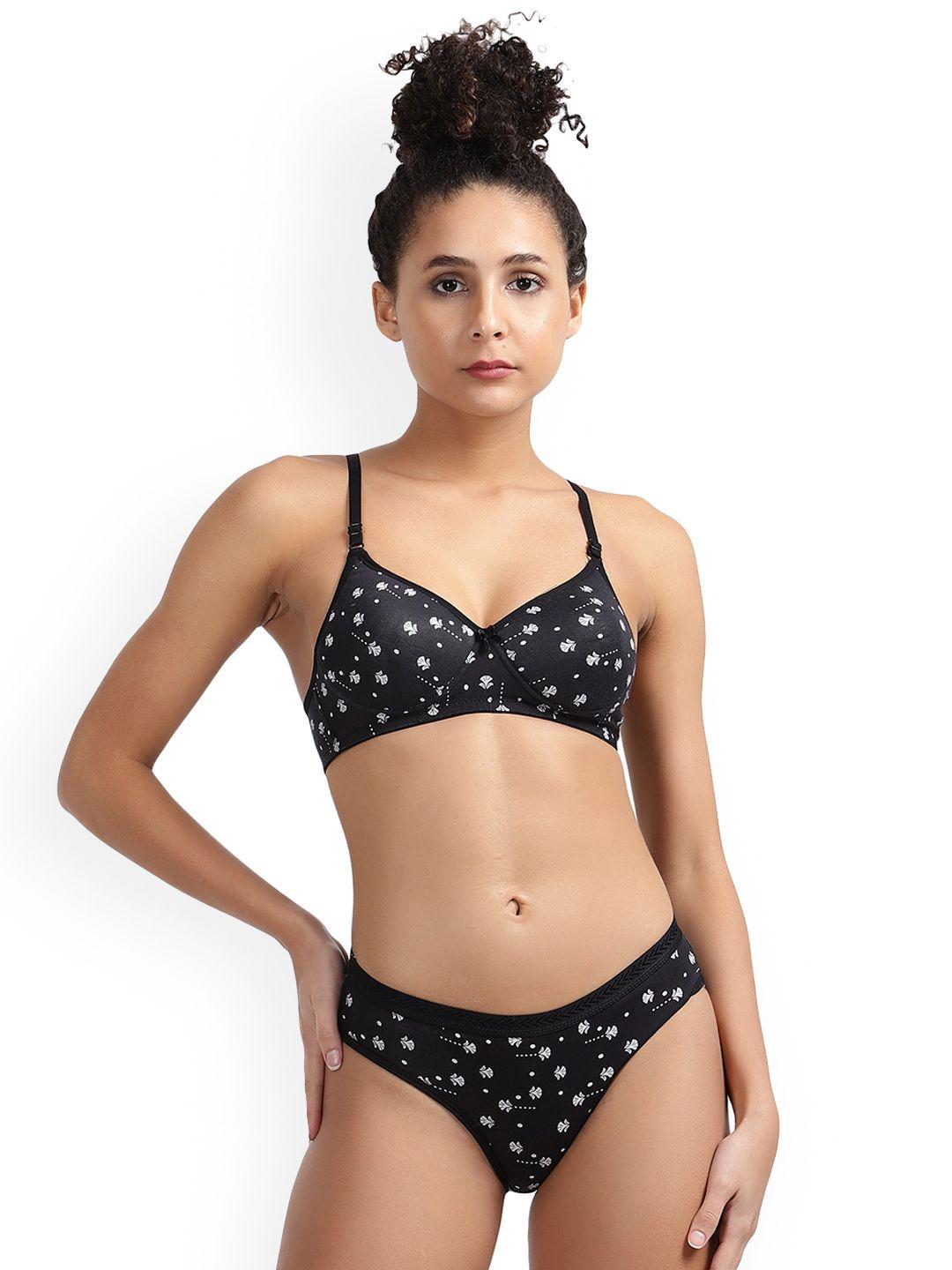 ladyland printed lightly padded cotton lingerie set