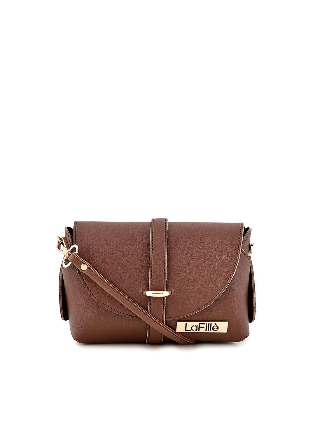 lafille women brown buckle detail sling bag purse