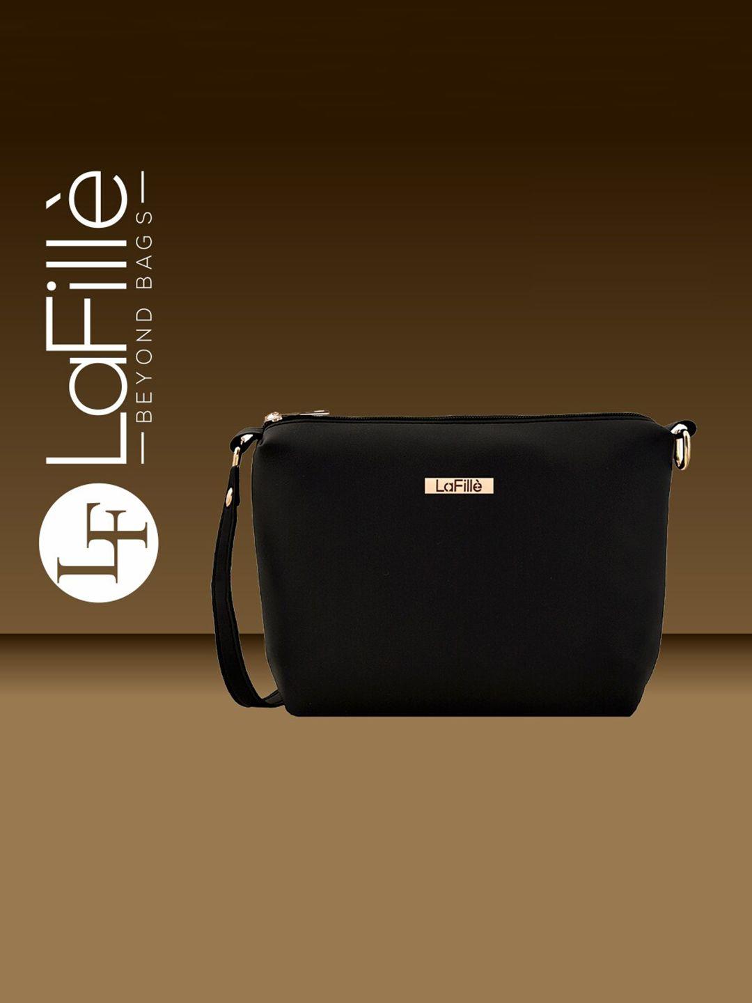 lafille black pu structured sling bag