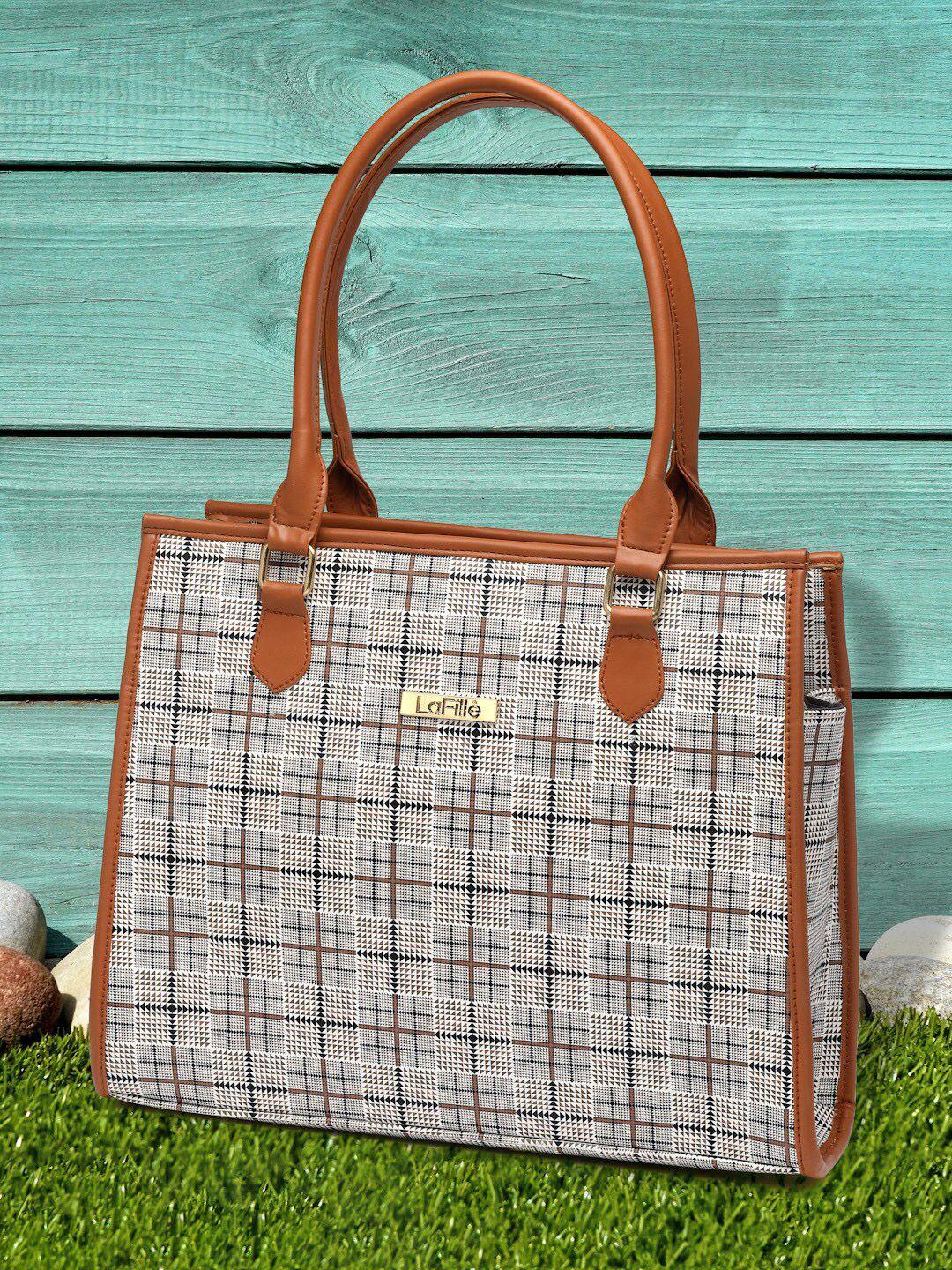 lafille checked pu shopper handheld bag