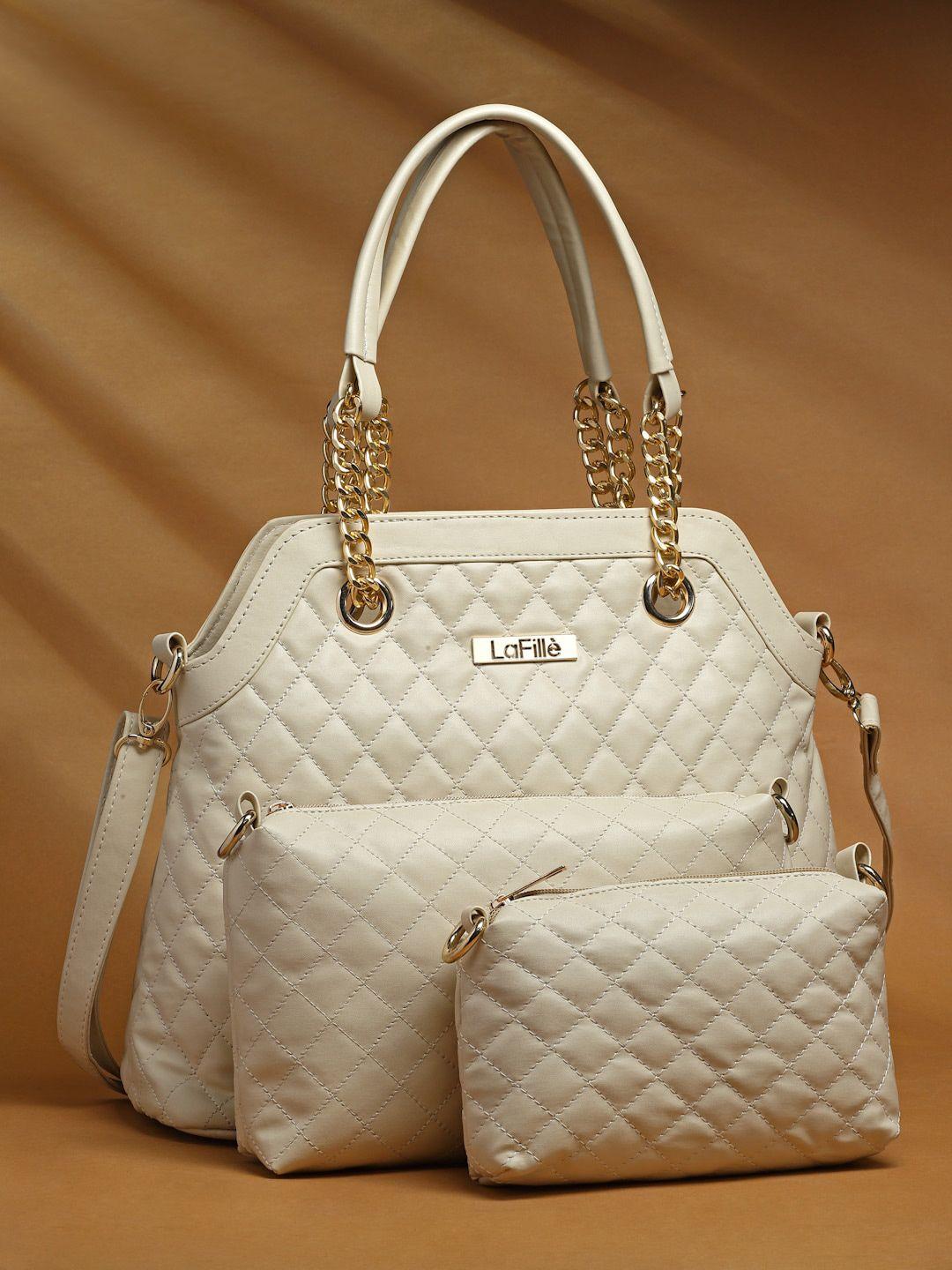 lafille off white pu handheld bag