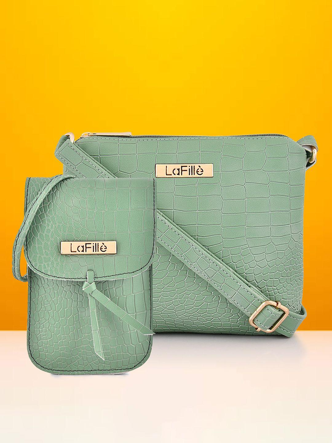 lafille set of 2 textured sling bag & mobile pouch