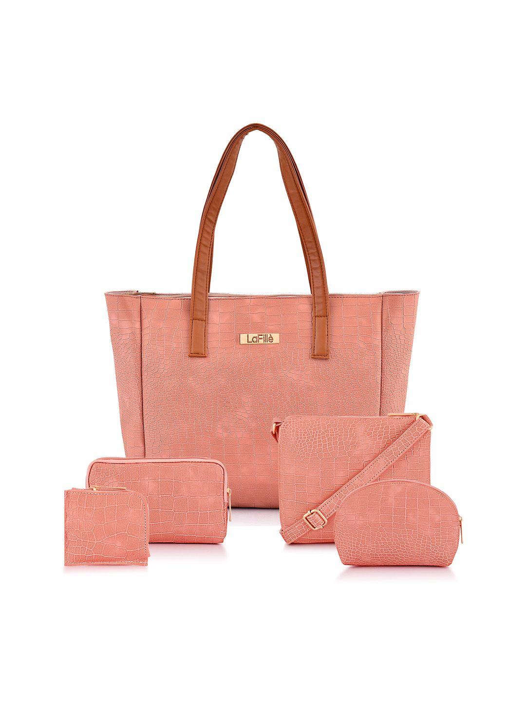 lafille set of 5 textured structured handbags