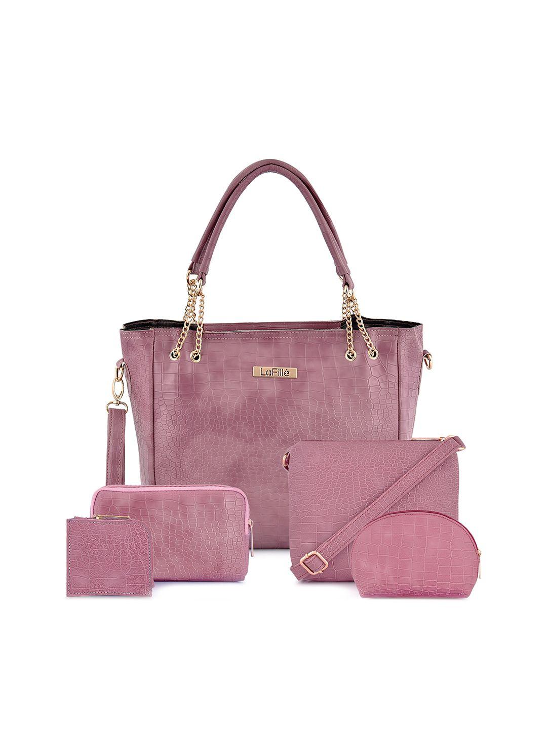 lafille textured pu structured handheld bag