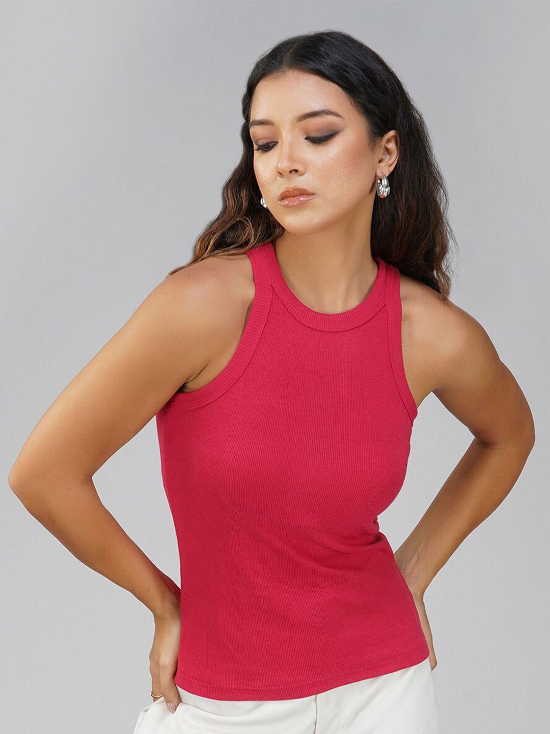 lagashi ribbed cotton fitted top