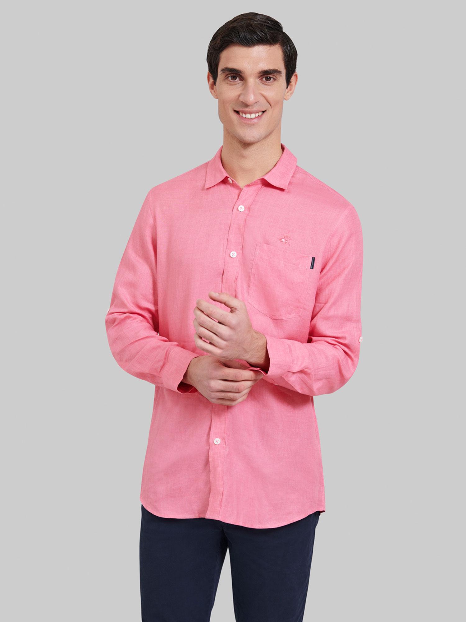 laid back linen roll sleeve shirt with pocket