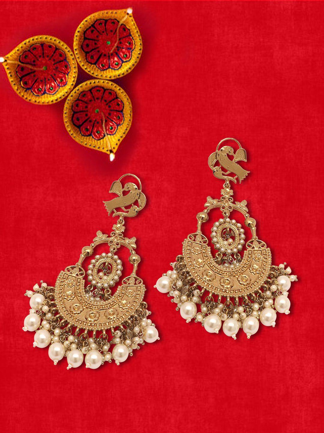 laida gold-toned contemporary chandbalis earrings