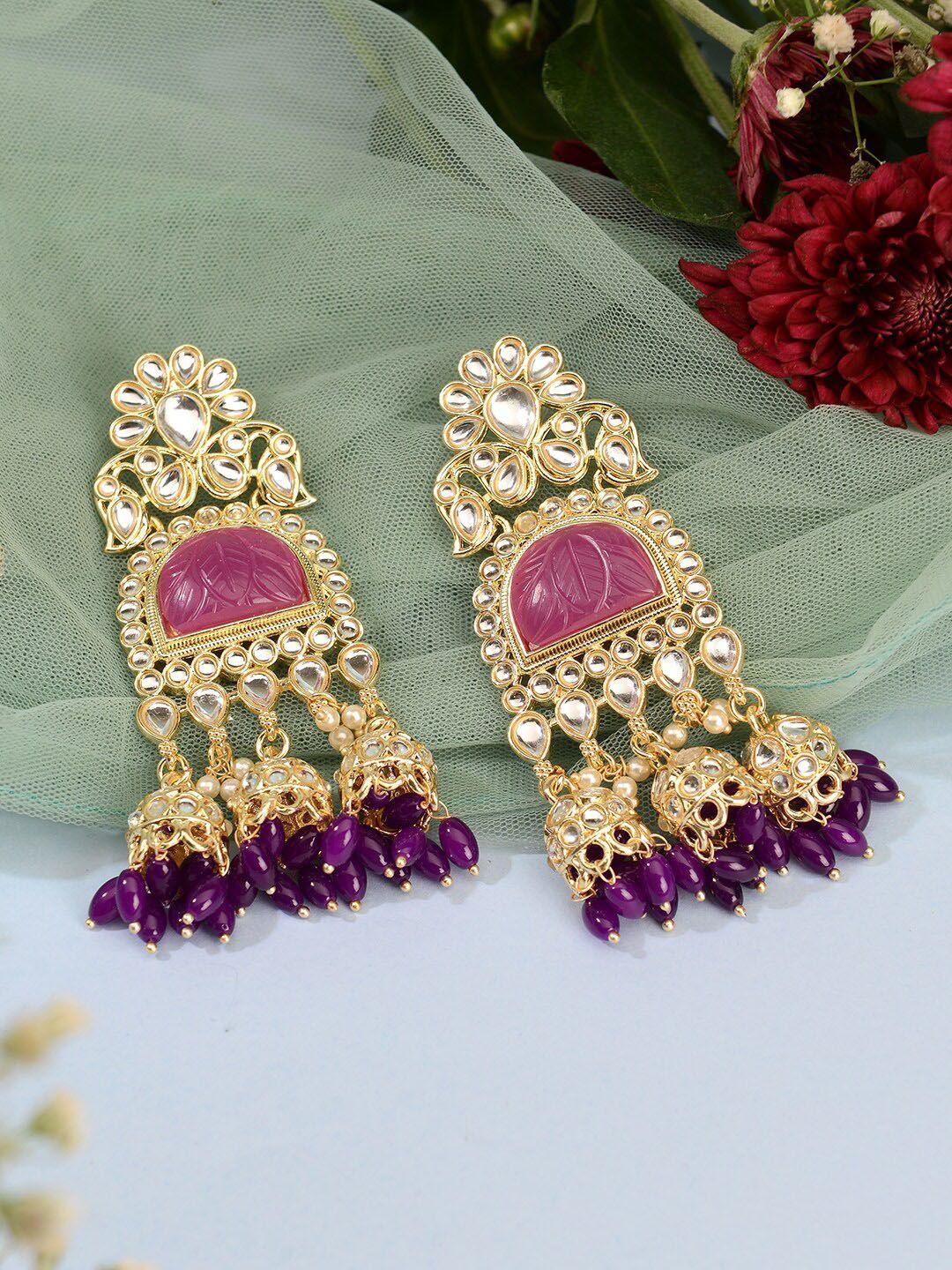 laida gold-plated beaded contemporary chandbalis