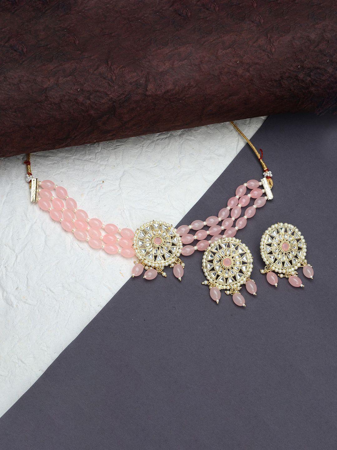 laida gold-plated stone-studded & artificial beaded jewellery set